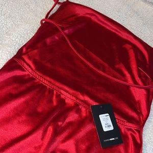 Fashion nova red backless dress